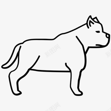 斗牛犬搏斗狗的轮廓图标图标