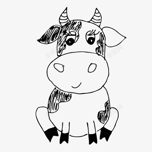 牛动物手绘图标svg_新图网 https://ixintu.com 动物 手绘 牛 素描 自然 钢笔画风格牛