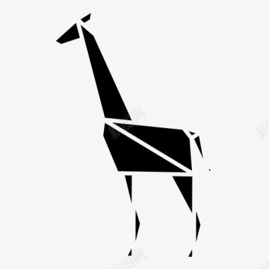 长颈鹿动物折叠图标图标