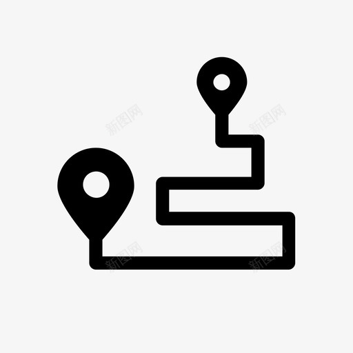 导航地图路径图标svg_新图网 https://ixintu.com 位置 图钉 地图 地图位置实体样式 导航 路径 路线