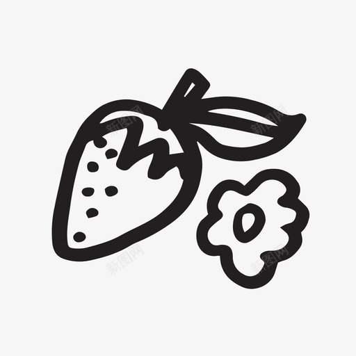 春季草莓花朵水果图标svg_新图网 https://ixintu.com 手工绘制 春季草莓 水果 花朵