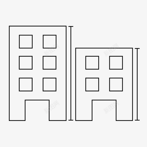 建筑高度建筑立面图图标svg_新图网 https://ixintu.com 住宅 城市规划 建筑 建筑高度 立面图