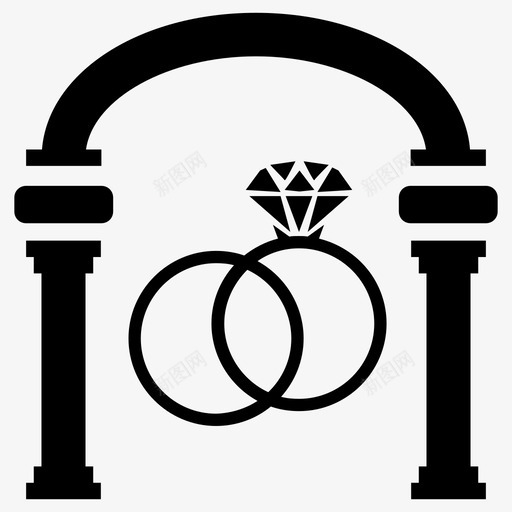 婚礼宫殿弧形钻石图标svg_新图网 https://ixintu.com 婚礼宫殿 建筑物 弧形 戒指 钻石