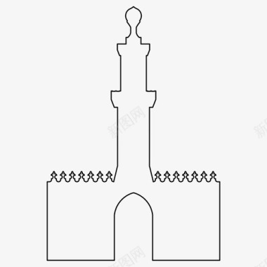 伊斯兰图案建筑尖塔图标图标