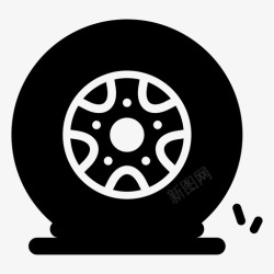 瘪的瘪胎轮胎车轮图标高清图片