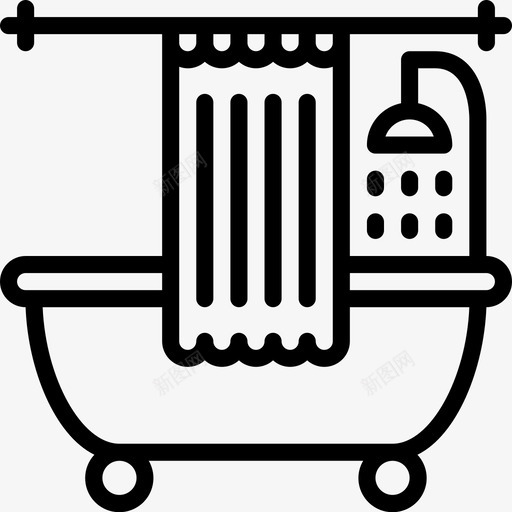 带窗帘的淋浴浴室卫生图标svg_新图网 https://ixintu.com 卫生 卫生间 带窗帘的淋浴 浴室 浴室物体轮廓