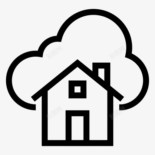 云家园计算房屋图标svg_新图网 https://ixintu.com 云家园 云计算线图标 天气 房屋 计算