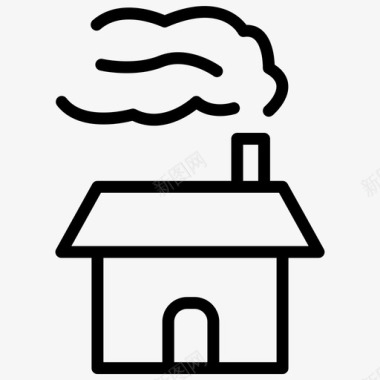 小屋壁炉住宅图标图标