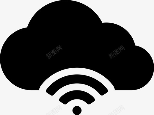 云存储计算连接图标svg_新图网 https://ixintu.com wifi 云存储 云连接填充 信号 数据 计算 连接