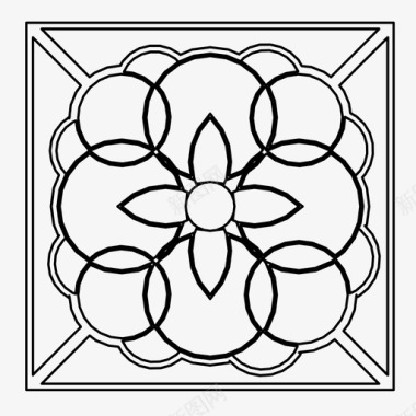 图案阿拉伯式建筑陶瓷装饰图标图标