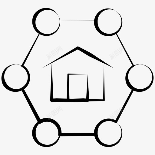 家庭网络互联网共享图标svg_新图网 https://ixintu.com 互联网 共享 家庭网络 网页设计开发手绘图标
