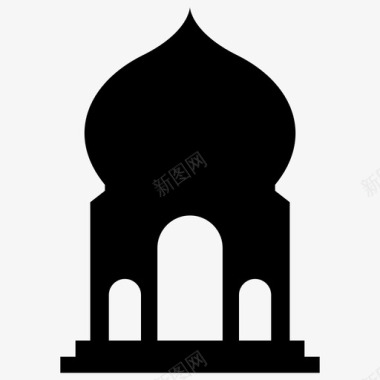 清真寺建筑月亮图标图标