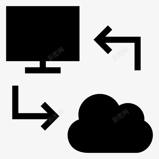 云系统通信连接图标svg_新图网 https://ixintu.com 云系统 云计算字形图标 互联网 天气 社交 连接 通信