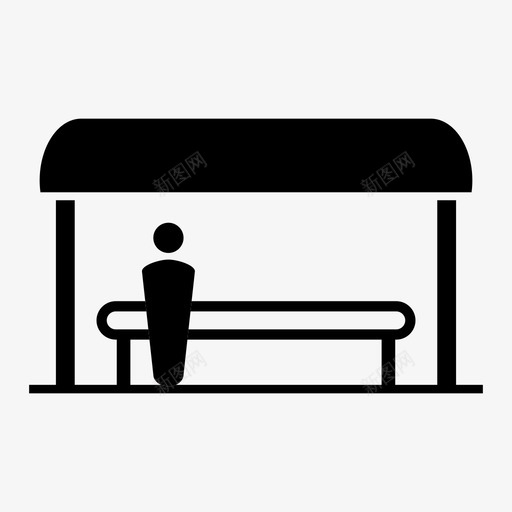 公共汽车站长凳亭子图标svg_新图网 https://ixintu.com 亭子 公共汽车站 等等 车辆 长凳