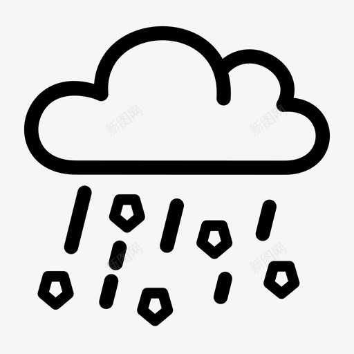 冰雹伴雨多云结冰图标svg_新图网 https://ixintu.com 冰雹伴雨 多云 天气 结冰