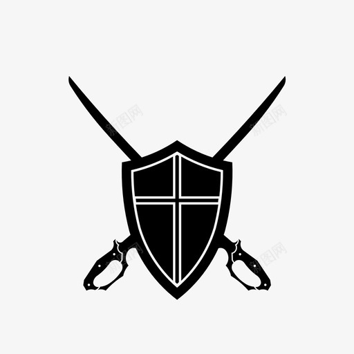 盾和刀防御剑图标svg_新图网 https://ixintu.com 剑 剑和武器 武器 盾和刀 防御
