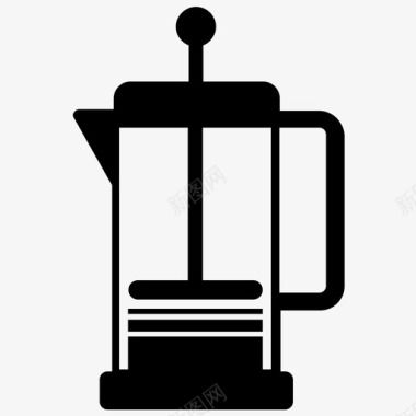 法式印刷机早餐咖啡图标图标