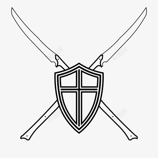 盾牌和长柄防御武器图标svg_新图网 https://ixintu.com 剑和武器 武器 盾牌和长柄 防御