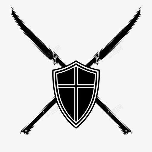 盾牌和长柄防御武器图标svg_新图网 https://ixintu.com 剑和武器 武器 盾牌和长柄 防御