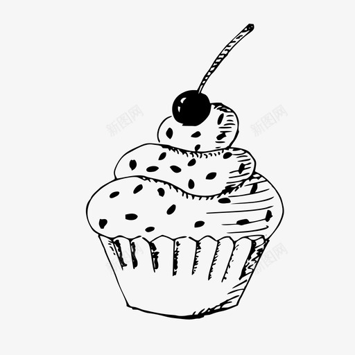 纸杯蛋糕食物手绘图标svg_新图网 https://ixintu.com 手绘 甜味 素描 纸杯蛋糕 食物