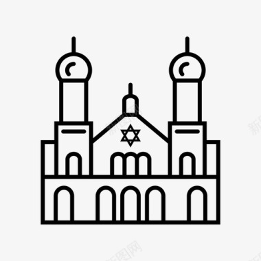犹太教堂建筑物宗教图标图标