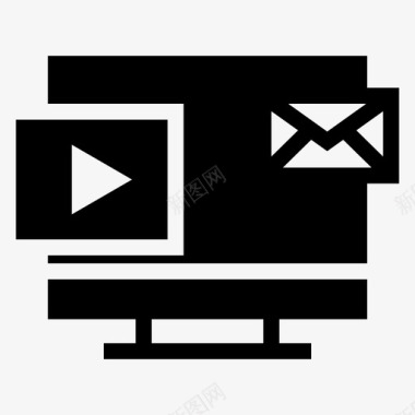 视频电子邮件监视器播放图标图标