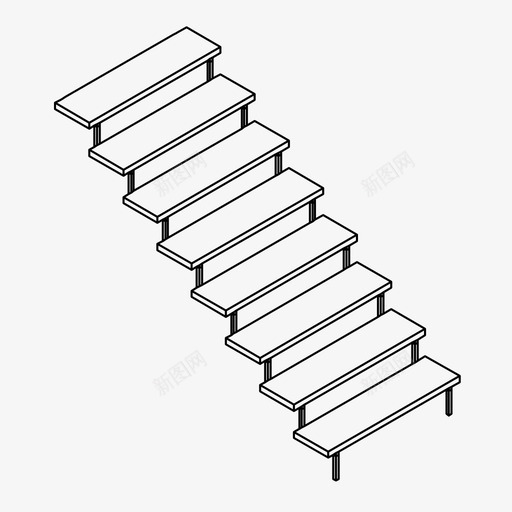 木楼梯上升飞梯图标svg_新图网 https://ixintu.com 上升 木楼梯 梯子 飞梯