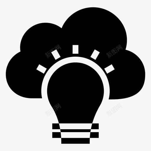 云创意灯泡商业图标svg_新图网 https://ixintu.com 云创意 创意 商业 搜索引擎优化营销符号图标 灯光 灯泡