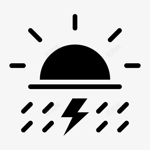 雷电白天预报图标svg_新图网 https://ixintu.com 天气铭文 白天 闪电 降雨 雷电 预报 风暴