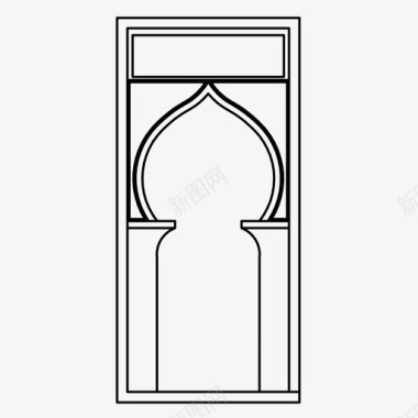 伊斯兰窗户阿拉伯式建筑装饰品图标图标