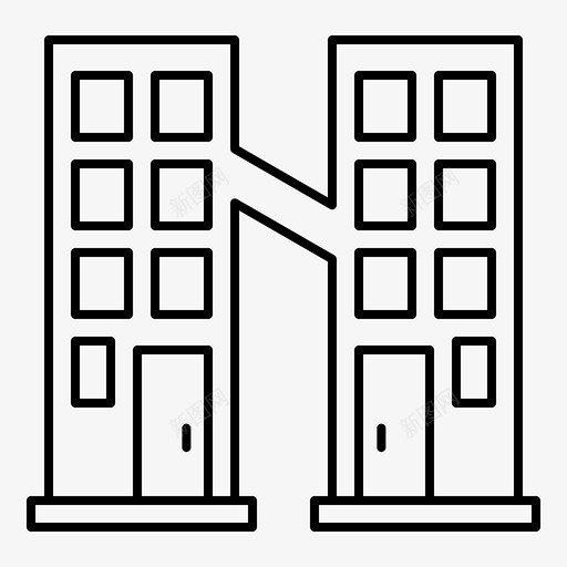 联合公寓建筑房屋图标svg_新图网 https://ixintu.com 建筑 建筑物 房屋 结构 联合公寓