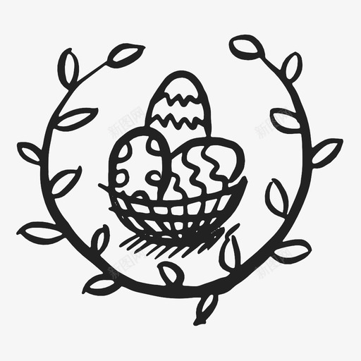蛋圈庆祝装饰图标svg_新图网 https://ixintu.com 复活节篮子 庆祝 手绘 蛋圈 装饰