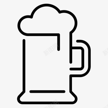啤酒杯酒吧杂项四开线图标图标