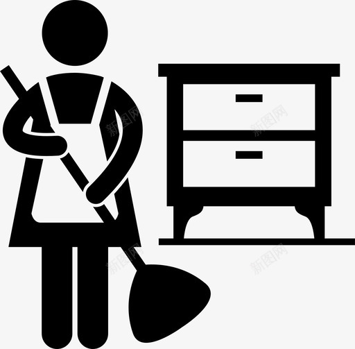 清洁工扫帚女佣图标svg_新图网 https://ixintu.com 低收入工作和职业 女佣 扫帚 清洁工