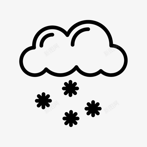雪云降水图标svg_新图网 https://ixintu.com 云 冬天 户外 降水 雪