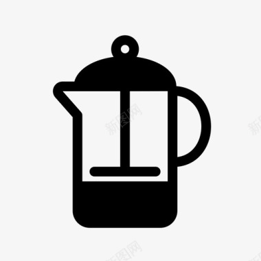 法式压榨机咖啡机壶图标图标