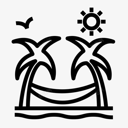 海滩沙滩伞吊床图标svg_新图网 https://ixintu.com 休息室 吊床 放松 旅游线路图标 旅行 沙滩伞 海滩