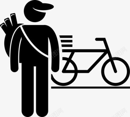 报童自行车送货图标图标