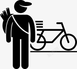 职业自行车报童自行车送货图标高清图片