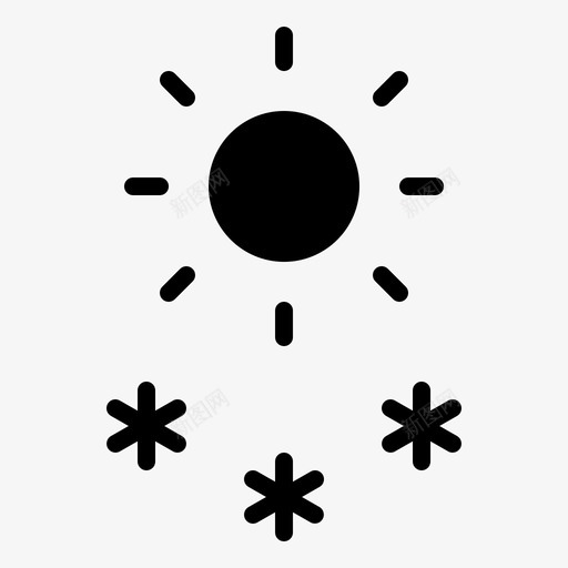白雪白天天气预报图标svg_新图网 https://ixintu.com 天气 天气象形文字 天气预报 太阳 白天 白雪