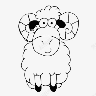 公羊动物手绘图标图标