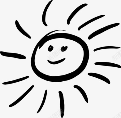 微笑的太阳涂鸦复活节图标图标