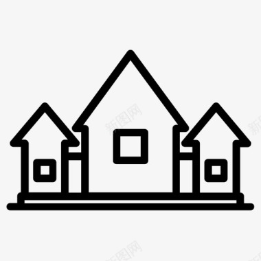 小屋建筑物城市图标图标