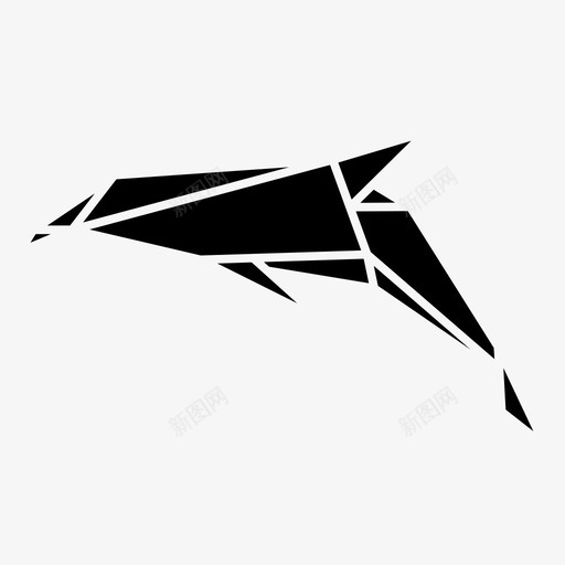 海豚动物折叠图标svg_新图网 https://ixintu.com 几何设计 动物 折叠 折纸 折纸动物 海豚 纸