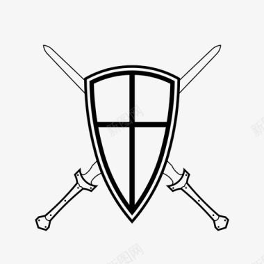 盾和剑防御武器图标图标