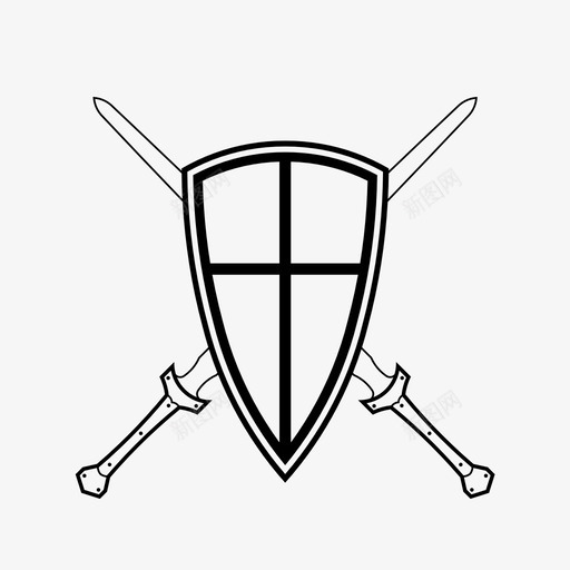 盾和剑防御武器图标svg_新图网 https://ixintu.com 剑和武器 武器 盾和剑 防御