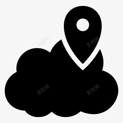 云地图引脚gps位置图标svg_新图网 https://ixintu.com gps 云地图引脚 位置 导航 搜索引擎优化营销字形图标