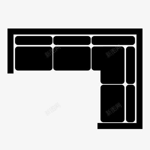 上剖面沙发家具图标svg_新图网 https://ixintu.com l形 上剖面 家具 座椅 沙发