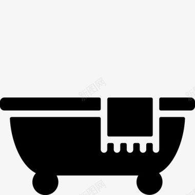 浴缸和毛巾浴室美容图标图标