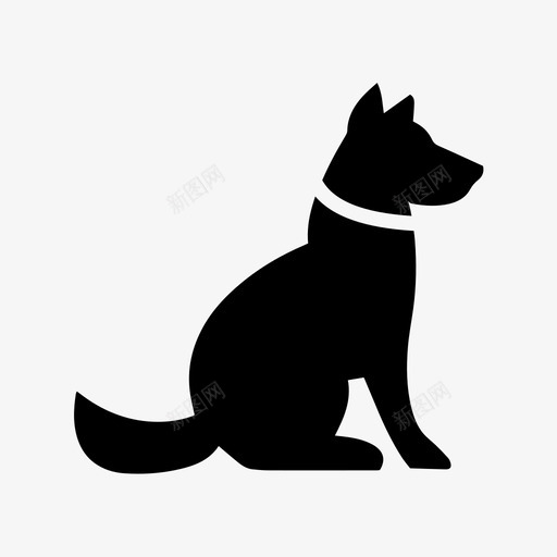 狗动物项圈图标svg_新图网 https://ixintu.com 动物 坐着 狗 等着 项圈